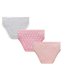 Young Girl 3pcs Polka Dot Print Brief