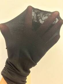 Contrast Lace Fingerless Gloves Halloween Y2k Valentine's Day Valentines