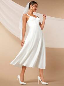 SHEIN Belle 素色緊身上衣吊帶婚紗洋裝不附面紗