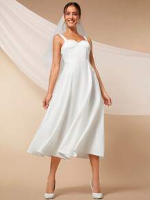 SHEIN Belle 素色緊身上衣吊帶婚紗洋裝不附面紗