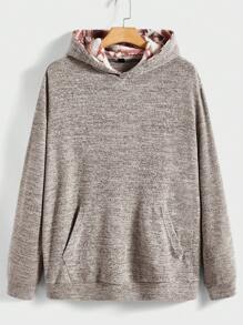 Manfinity NXTstreet Men Marled Knit Kangaroo Pocket Drop Shoulder Hoodie - Mocha Brown - View 1