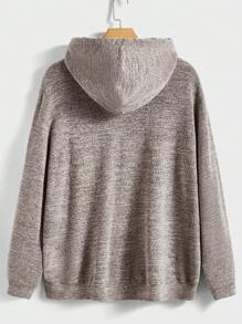 Manfinity NXTstreet Men Marled Knit Kangaroo Pocket Drop Shoulder Hoodie - Mocha Brown - View 2