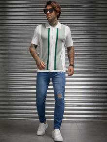 GENTILAND Nam Mẫu sọc Nút Lên Knit ngọn - Nhiều màu - Xem 3