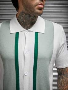 GENTILAND Nam Mẫu sọc Nút Lên Knit ngọn - Nhiều màu - Xem 4