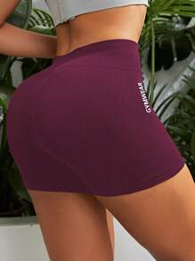 SHEIN Sport Studio Letter Graphic Wideband Waist Sports Shorts Legging ShortsWomen Sweat Short, Gym Short, Biker Short