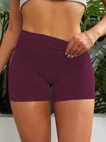 SHEIN Sport Studio Letter Graphic Wideband Waist Sports Shorts Legging ShortsWomen Sweat Short, Gym Short, Biker Short