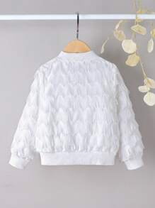 SHEIN Young Girl Zip Up Fringe Bomber Jacket - White - View 2