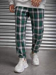 Manfinity RebelGame 男士格紋腰部抽繩長褲