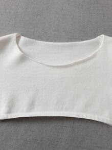 SHEIN Tween Girl Solid Crop Jumper - White - View 3