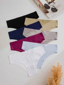 7件素色簡約風素色內褲 - 彩色 - 查看 1