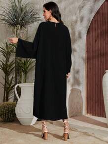 Al Najma Vestido unicolor de manga murciélago - Negro - Ver 2