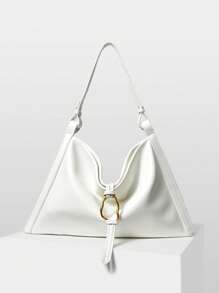 MOTF PREMIUM OVERSIZED SHOULDER BAG WITH METAL DETAIL - Beige - View 1