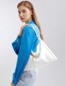 MOTF PREMIUM OVERSIZED SHOULDER BAG WITH METAL DETAIL - Beige - View 2