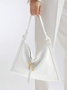 MOTF PREMIUM OVERSIZED SHOULDER BAG WITH METAL DETAIL - Beige - View 6