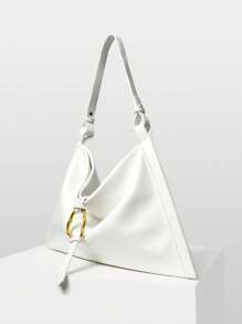 MOTF PREMIUM OVERSIZED SHOULDER BAG WITH METAL DETAIL - Beige - View 7