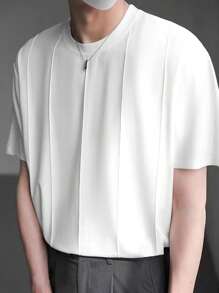 Claim Dot Men T-Shirts Fit Crew Neck Drop Shoulder Short Sleeve Plain Korean Fashion Casual Summer Polyester Tee - White - View 1