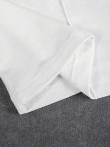 Claim Dot Men T-Shirts Fit Crew Neck Drop Shoulder Short Sleeve Plain Korean Fashion Casual Summer Polyester Tee - White - View 5