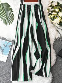 SHEIN Clasi Plus Colourblock Wide Leg Trousers - Black - View 2