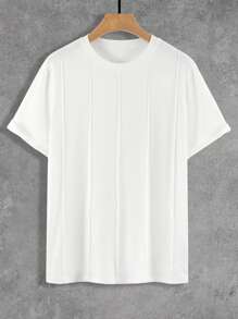 Claim Dot Men T-Shirts Fit Crew Neck Drop Shoulder Short Sleeve Plain Korean Fashion Casual Summer Polyester Tee - White - View 6