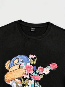 Manfinity RebelGame 男士卡通圖案T恤 - 黑色 - 查看 5