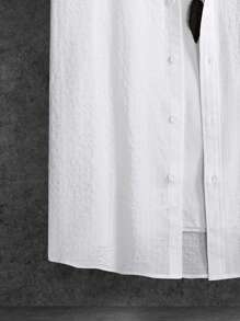 Manfinity Homme Loose-Fit Men's Solid Color Button-Up Shirt - White - View 5