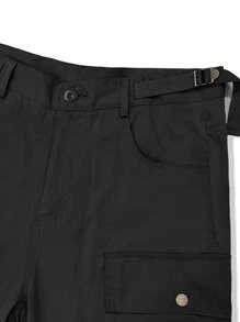 Manfinity Roghcode Men Flap Pocket Side Cargo Trousers - Black - View 4