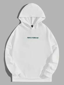 Manfinity VCAY 超大号男士标语和卡通图案连帽衫 - 白色 - 查看 2