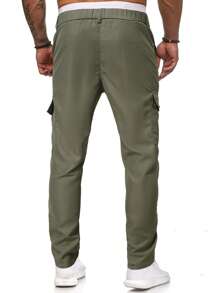 Manfinity Homme Men Flap Pocket Side Cargo Trousers - Army Green - View 2