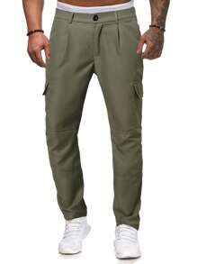 Manfinity Homme Men Flap Pocket Side Cargo Trousers - Army Green - View 6