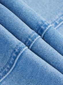 SHEIN Teen Girl Zipper Fly Flare Leg Jeans - Light Wash - View 3