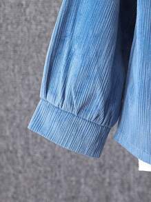 SHEIN 男小童字母刺繡襯衫和褲子不帶T恤 - 藍色 - 查看 3