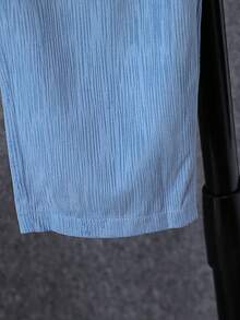 SHEIN 男小童字母刺繡襯衫和褲子不帶T恤 - 藍色 - 查看 7