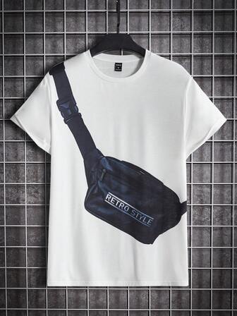 Manfinity RebelGame Uomo Borsa & con grafica lettera Maglietta