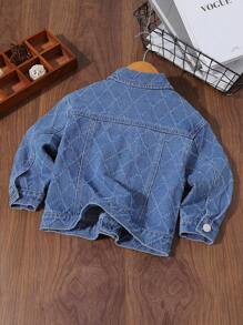 男小童1入組翻蓋口袋前紐扣牛仔夾克 - 中等水洗藍 - 查看 2