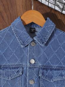 男小童1入組翻蓋口袋前紐扣牛仔夾克 - 中等水洗藍 - 查看 3