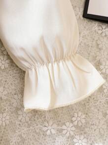 Baby Girl Ruffle Trim Flare Sleeve Belted Shirt Dress - Apricot - View 6