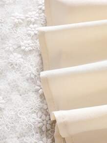 Baby Girl Ruffle Trim Flare Sleeve Belted Shirt Dress - Apricot - View 8