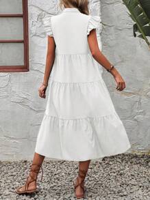 Breezaya 缺口領荷葉邊娃娃裙 - 白色 - 查看 2