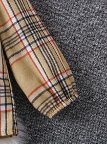 SHEIN Young Girl Plaid Print 2 In 1 Button Front Blouse - Multicolor - View 5