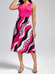 SHEIN Clasi 豹紋印花A字連衣裙 - 彩色 - 查看 5