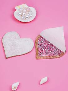 Women's Intimate Wear Accessories, Rhinestone Heart Nipple Pasties, Valentine's Day, For Rave - Multicolor - View 2