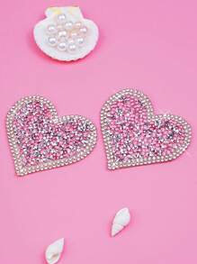 Women's Intimate Wear Accessories, Rhinestone Heart Nipple Pasties, Valentine's Day, For Rave - Multicolor - View 4