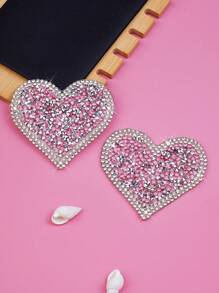 Women's Intimate Wear Accessories, Rhinestone Heart Nipple Pasties, Valentine's Day, For Rave - Multicolor - View 5