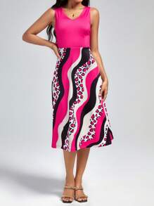 SHEIN Clasi 豹紋印花A字連衣裙 - 彩色 - 查看 3