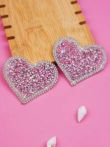 Women's Intimate Wear Accessories, Rhinestone Heart Nipple Pasties, Valentine's Day, For Rave - Multicolor - View 6