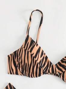 SHEIN Swim 斑馬紋帶鋼圈比基尼泳裝