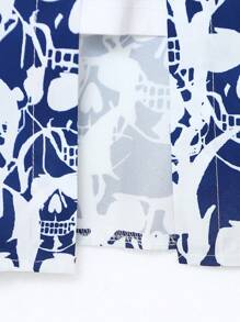 Manfinity Homme Nam Siêu-lỏng Tất cả In Áo sơ mi ( Không có Áo thun ) - Xanh và trắng - Xem 3