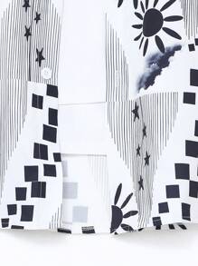 Manfinity Homme Quá lớn Nam Tất cả In Áo sơ mi Không có Bên trong Áo thun - màu đen - Xem 3