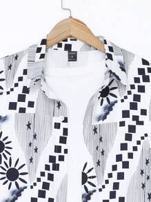 Manfinity Homme Quá lớn Nam Tất cả In Áo sơ mi Không có Bên trong Áo thun - màu đen - Xem 4