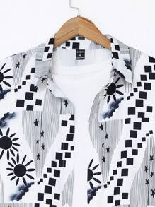 Manfinity Homme Quá lớn Nam Tất cả In Áo sơ mi Không có Bên trong Áo thun - màu đen - Xem 6